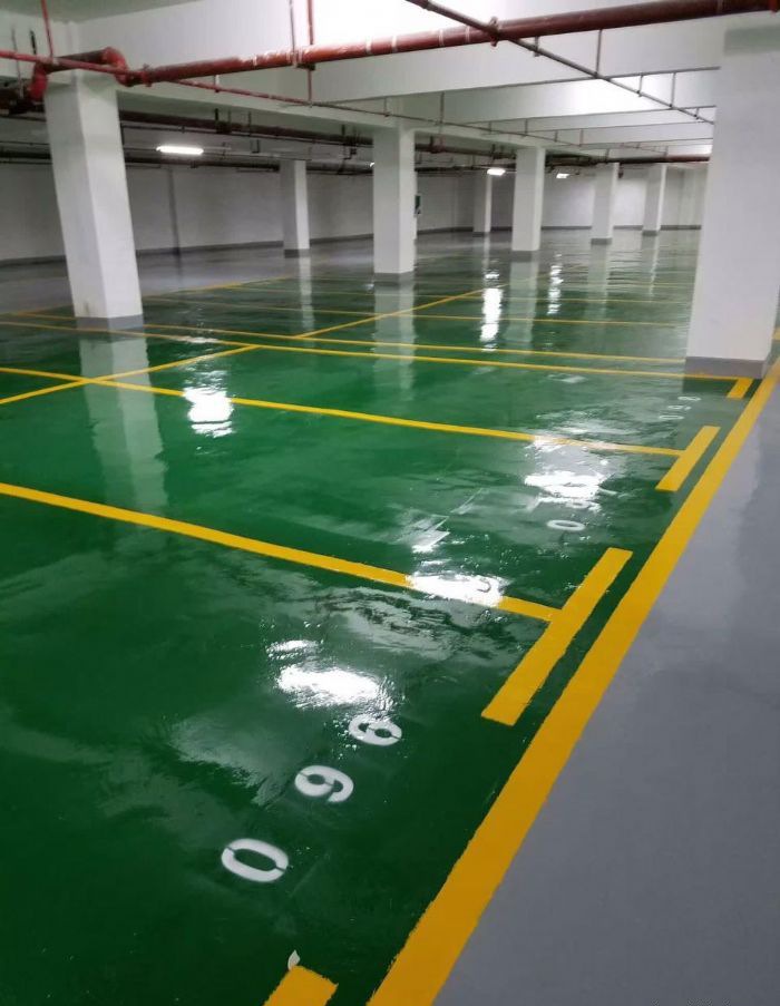 广州地下停车场地坪漆施工装修效果图
